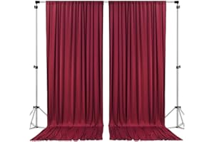 AK TRADING CO. 10 feet x 10 feet Polyester Backdrop Drapes Curtains Panels with Rod Pockets - Wedding Ceremony Party Home Window Decorations - Burgundy (DRAPE-5x10-BURGUNDY)