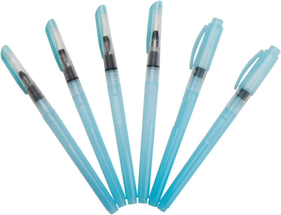Madisi Refillable Water Coloring Brush Pen Set, Pack of 6, Self-moistening, Portable Brush with Assorted Tips Perfect for Watercolor Painting and Unique Calligraphy