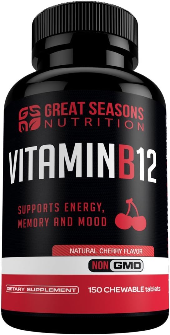 Vitamin B12 Methylcobalamin 1000mcg, 150 Chewable Tablets - Energy Booster, Cardiovascular Support, Digestive System Support, Boosts Metabolism