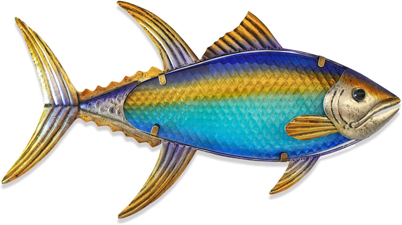Plaques & Wall Art - LIFFY Metal Fish Wall Decor | Fish Metal Wall Art Hanging for Outdoor Ocean Beach Sea Pool Decor