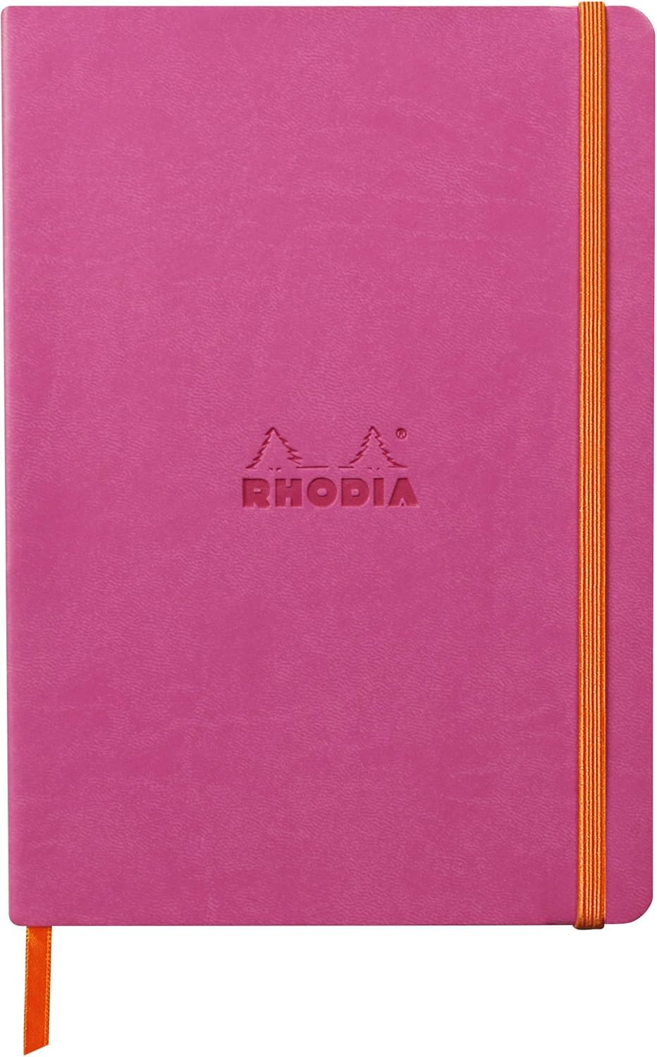 RHODIA 117379C - Fuchsia Soft Notebook - A5 - Lined - 160 pages - Ivory Clairefontaine Paper 90 g/m - Bookmark, Elastic Closure - Faux Leather Cover - Rhodiarama Collection