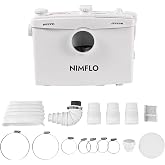 NIMFLO 1500W Upflush Macerator Toilet Pump with Heavy-Duty Grinding Blade, 2800GPH Sewage Pump System, 32.8FT Lift, 4 Water Inlets &amp; Dual Outlets for Basement Bathroom, Sink, Shower, Laundry