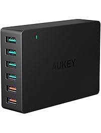 Quick Charge 3.0 AUKEY 60W USB Charger with 6-Port USB Charging Station for Samsung Galaxy Note8, iPhone X/8/Plus, iPad Pro/Air 2 and More