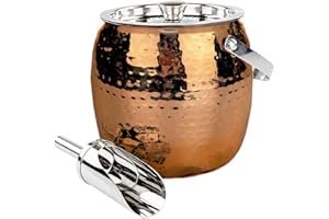 BREKX 3QT Insulated Ice Bucket for Parties with Lid and Scoop- Sweat-Free One Bottle Wine Chiller/Champagne Bucket or Ice Bucket for Cocktail Bar, Leak Proof & Easy to Clean, Rose Gold