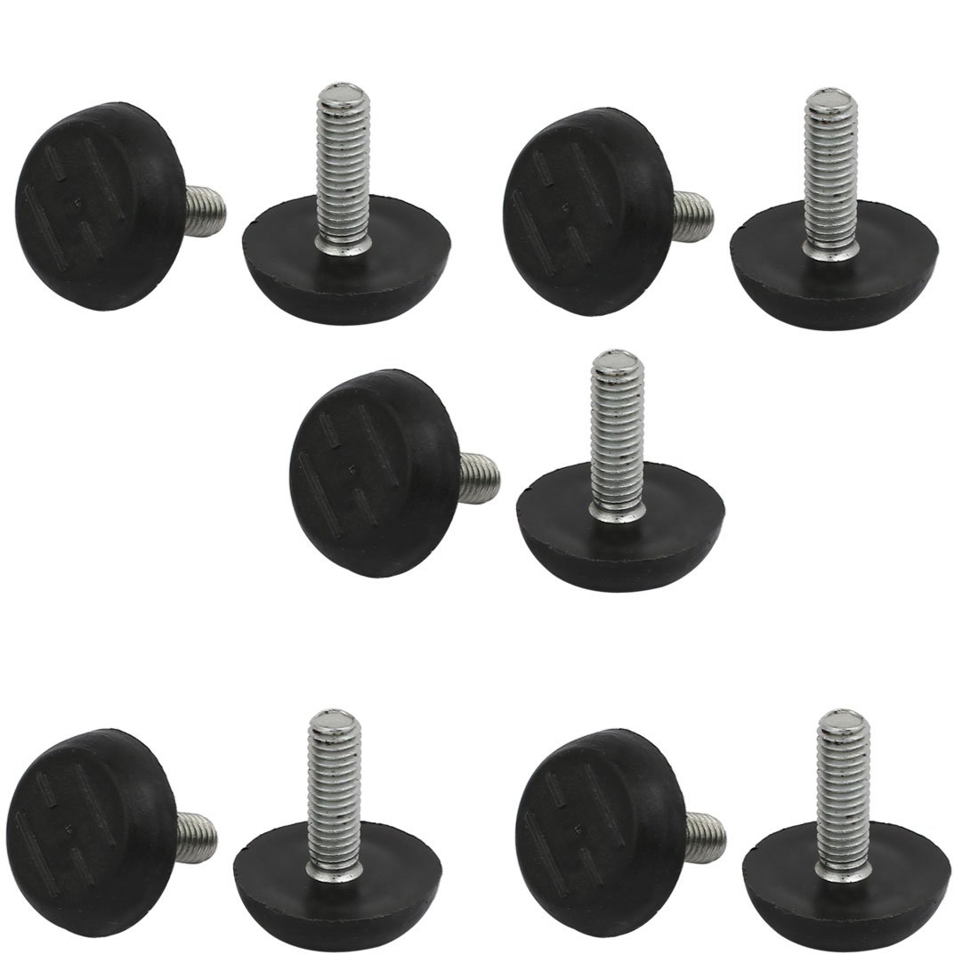 sourcing map 10pcs M6x20mm Thread Adjustable Screw On Furniture Glide Leveling Foot