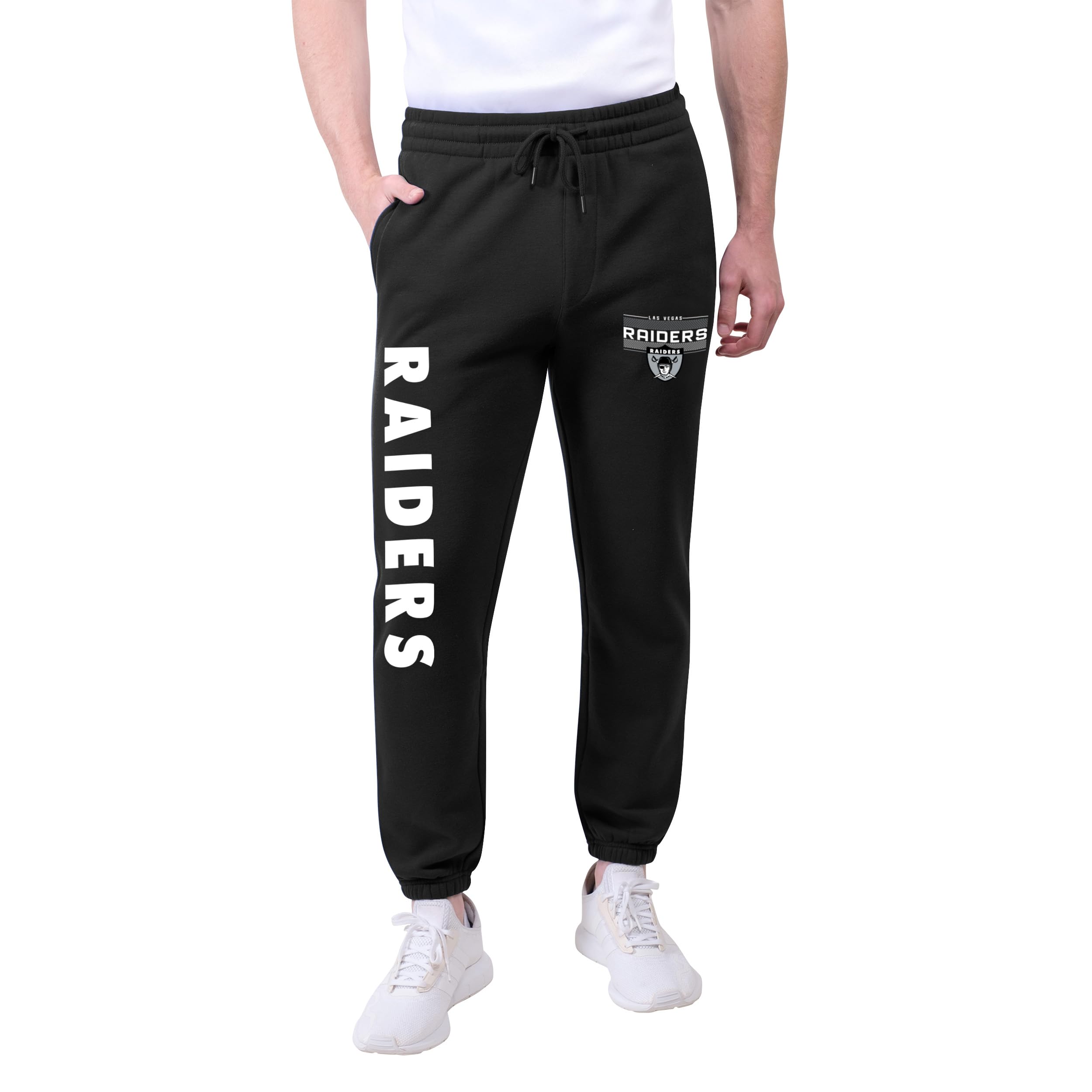 Ultra Game Adults NFL Official Super Soft Vintage Logo Jogger Sweatpants, Las Vegas Raiders, Black, Large Image