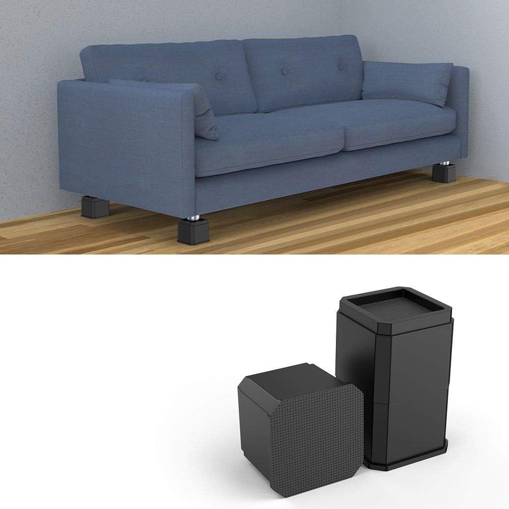 Beautylover Bed Risers Adjustable Furniture Risers 3 Inch Heights Unbreakable Heavy Duty Lifts for Risers for Sofa, Table, and Chair and Dorm Bed, Couch risers Set of 4pcs ，Black: Home & Kitchen