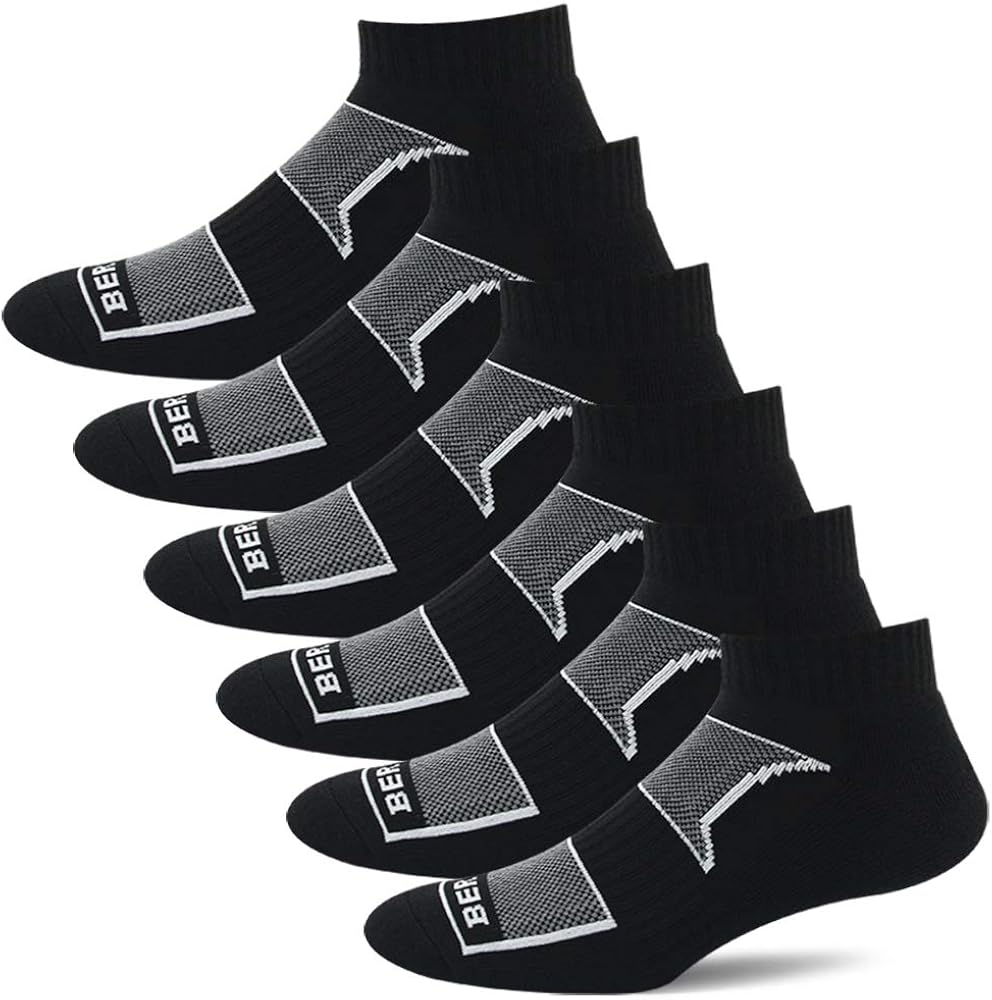 BERING Men's Performance Ankle Running Socks (6 Pack): Clothing