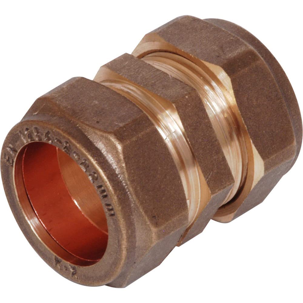 Merriway BH05834 Brass Compression Fittings Straight, 15mm
