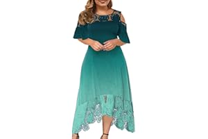 BOXIACEY Plus Size Dress for Women Wedding Guest Empire Waist 2024 Long Dresses Summer Elegant Cold Shoulder Maxi Dress