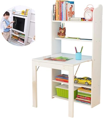 Table D Etude De Bureau Pliante Pour Enfants Bureau Mural Avec Etageres De Rangement Bibliotheque Etagere Combinaison Garcon Fille Ecrit Table De Jeu Pour Tout Petits Table D Ordinateur Blanc Amazon Fr Cuisine