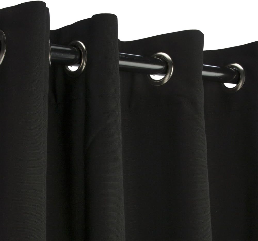 Outdoor Curtains - Sunbrella Outdoor Curtain with Grommets -Nickle Grommets - Black