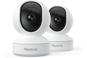 REOLINK Home Security Camera System, 4MP HD Plug-in Indoor WiFi 6 Pan Tilt Pet Camera, Baby Monitor, Night Vision, 2 Way Talk, Smart Human/Pet Detection, Local microSD Card Storage, E1(2 Pack)