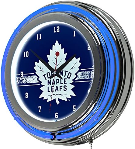 NHL Chrome Double Rung Neon Clock - Toronto Maple Leafs