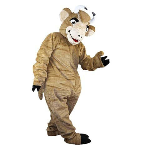Langteng Light Yellow Brown Long Haired Cow Yak Cartoon Mascot