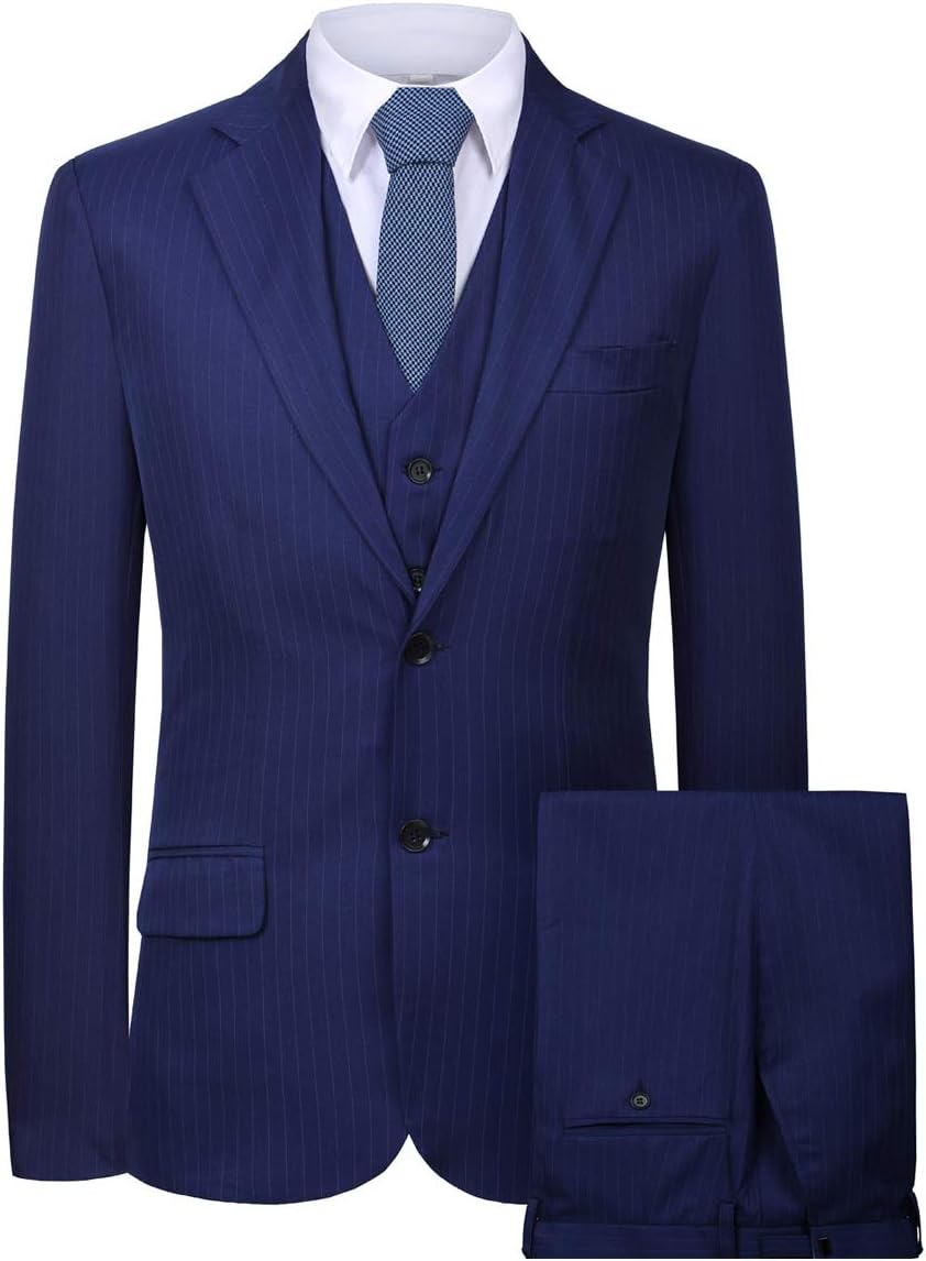 Men's Slim Fit Suit Blazer Jacket Tux Vest & Trousers 3-Piece Suit Set