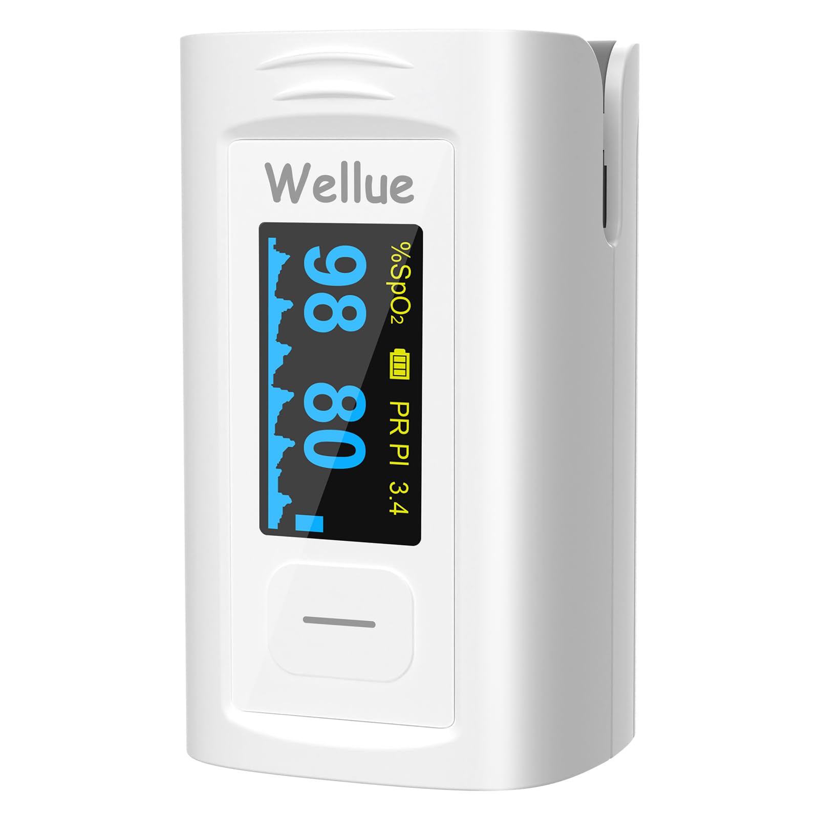Photo 1 of Wellue Pulse Oximeter Fingertip, Blood Oxygen Saturation Monitor with Built-in Memory, Beep reminder, OLED screen, Batteries and Lanyard