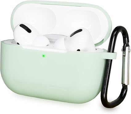 AirPods Pro Case, Suptaps Protective Charger Cover for Apple Airpods Pro (3rd Generation) - Premium Silicone Wireless Charging-Compatible, Visible Front LED with Metal Carabiner (Mint) best AirPods case