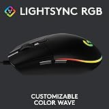 Logitech G203 Lightsync Gaming Mouse 8000 DPI 6 Programmable Buttons Black view 2