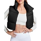 Century Star Puffer Vest Women Girls - Cropped Fall Winter Outerwear Puffy 2025 Quilted Top Jacket Coat Gilet Sleeveless Zip