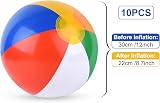 PLULON 10Pcs Beach Balls 12inch Inflatable Colorful PVC Bulk Set view 2