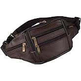 YRMLYMOP Leather Fanny Pack For Men & Women Belt Bag With Adjustable Waist Belt, Lightweight Fanny Pack Comes With Multiple Zippered Pockets Easy Carry Any Phone,Wallet (brown)