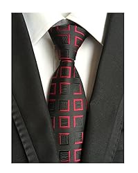 Elfeves Men's Black Red Plaids Pattern Jacquard