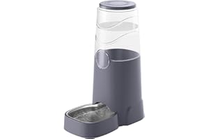Wefeedy 8L Automatic Pet Waterer,Gravity Stainless Steel Water Feeder,Gravity Pet Water Dispenser,Large Capacity Waterer with Stainless Steel Bowl for Medium and Large-Sized Cats and Dogs(8L,Grey)