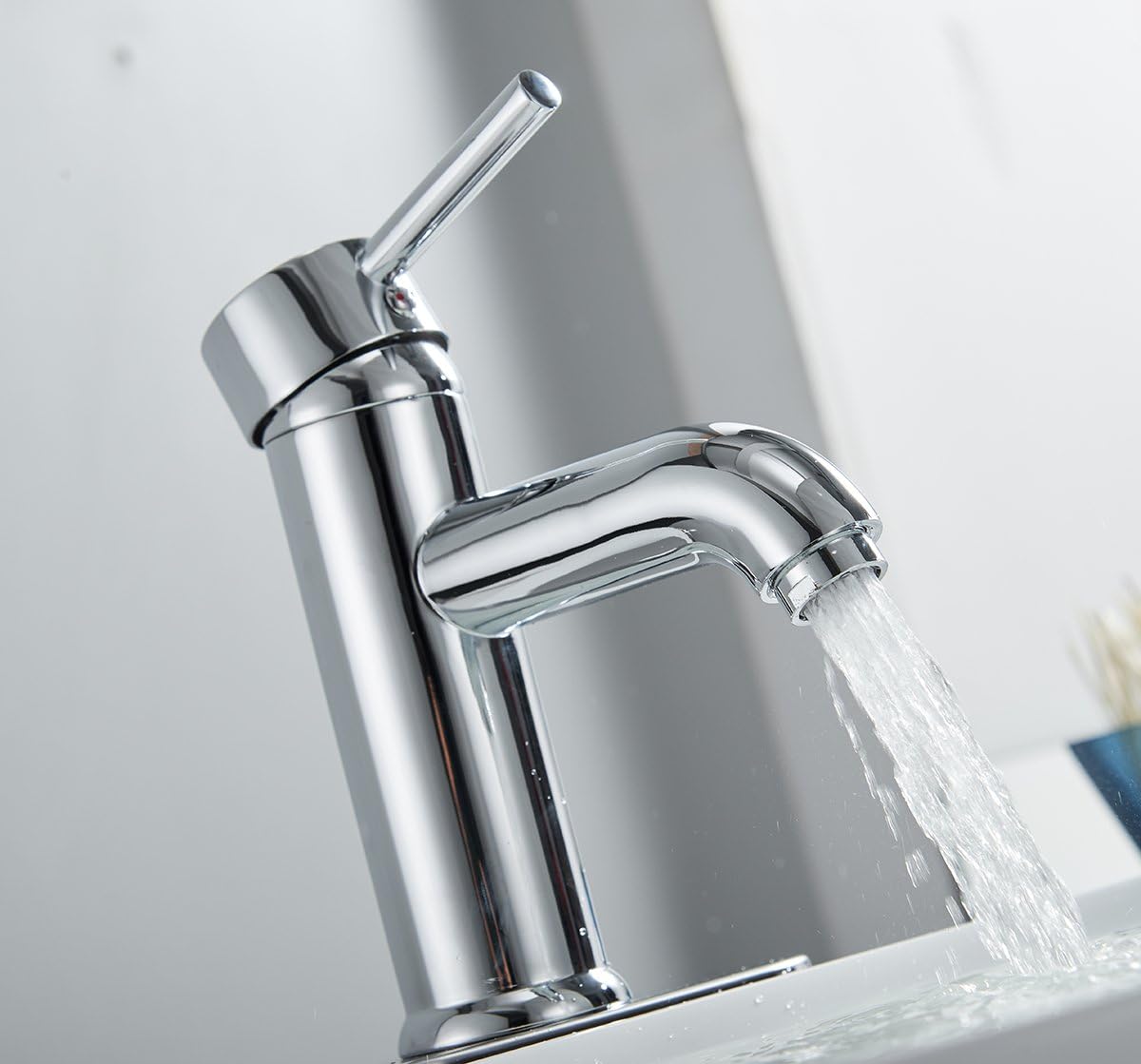 Greenspring Chrome Bathroom Faucet Sink Single Handle Lavatory Vanity Basin Mixer Tap One Hole Supply Line Long Spout Lead-Free - - 
