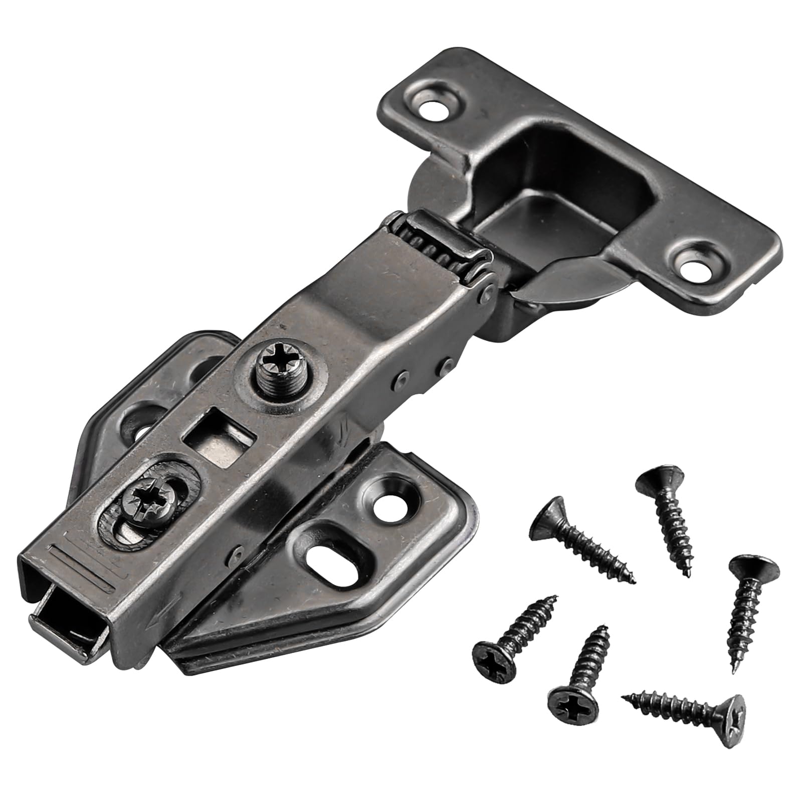 Kamtop 20 Pcs Cabinet Hinges, 110° Soft Close Kitchen Units Door Hinges with 120 Pcs Screws, 35mm Full Overlay Wardrobe Hinges Mute Concealed Cupboard Hinge Folding Doors Hinge for Kitchen Bathroom