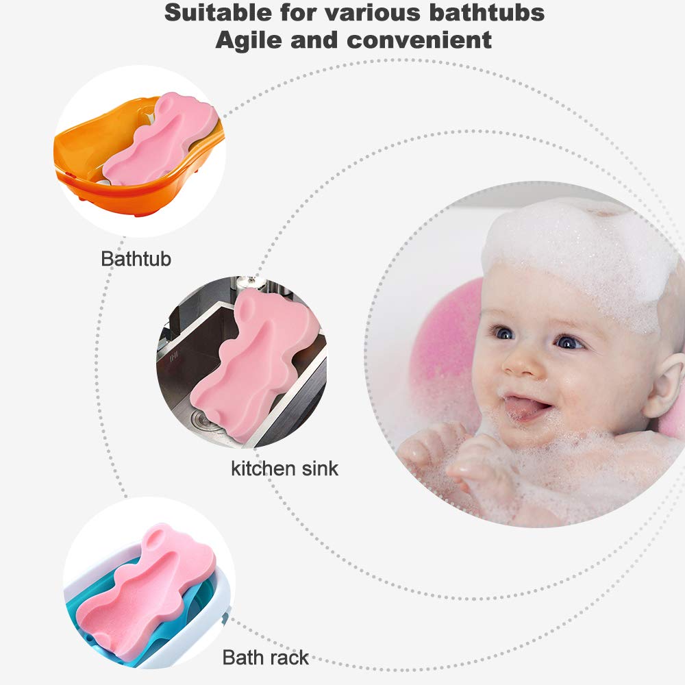 HALLO Soft Infant Bath Sponge Skid Proof Baby Bath Mat Newborn Odor Free (Pink) : Baby