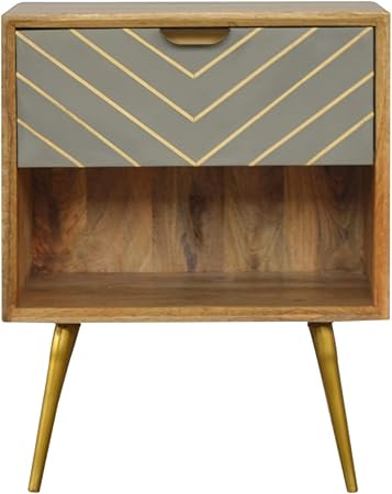 1 Drawer Nordic Style Sleek Cement Bedside With Brass Inlay Cabinet Mango Wood Cement Oak Ish Single Amazon Co Uk Kitchen Home