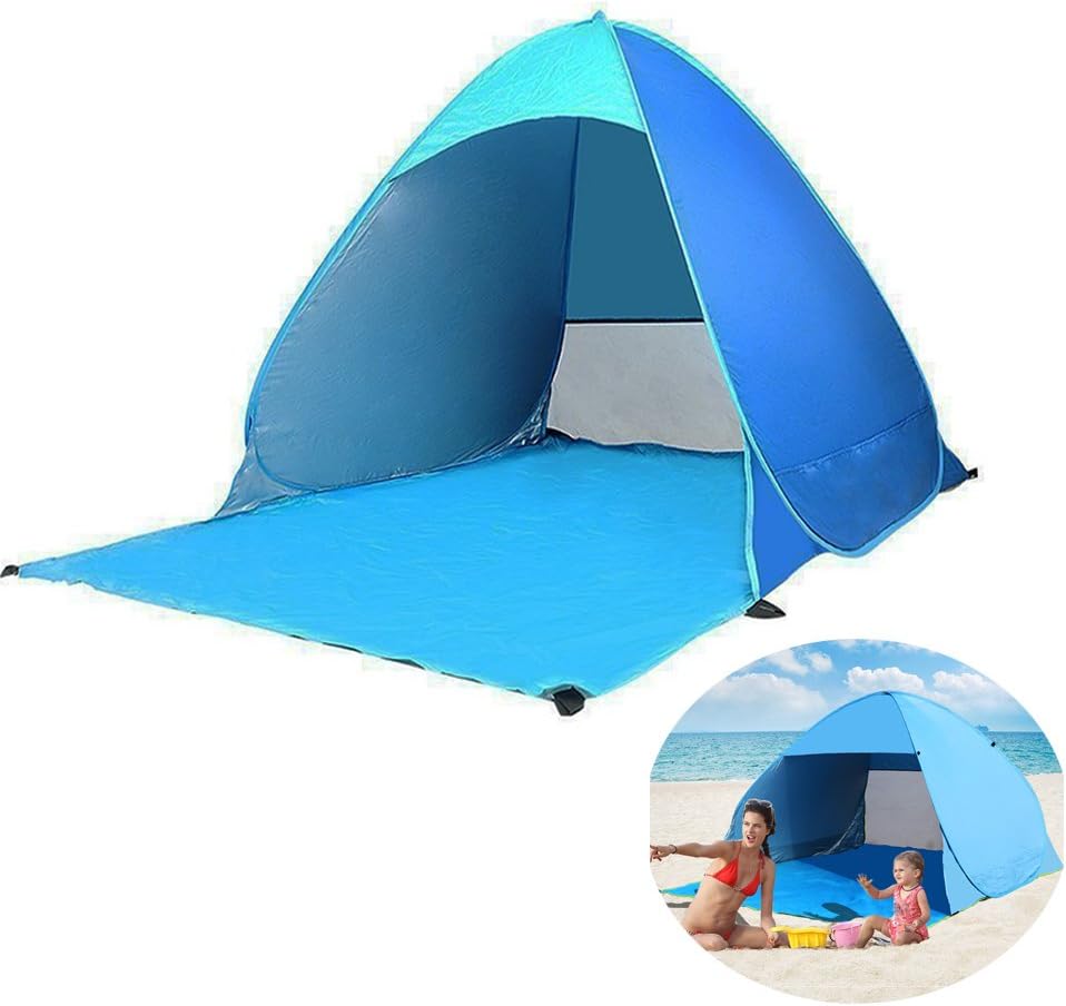 Wenaough Easy pop up Beach Tent Outdoors Tent Portable Cabana Sun Shelter Sun Shade Protective Anti UV Sport Shelter Camping Shelter Beach Umbrella for Outdoors with Carry Bag SPF 50+ï¼ˆBlue
