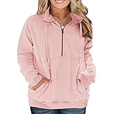 VISLILY Plus-Size-Sweatshirts for Women Oversized Half Zip Pullover Casual Long Sleeve Sweater Dressy Tops with Pocket XL-5XL