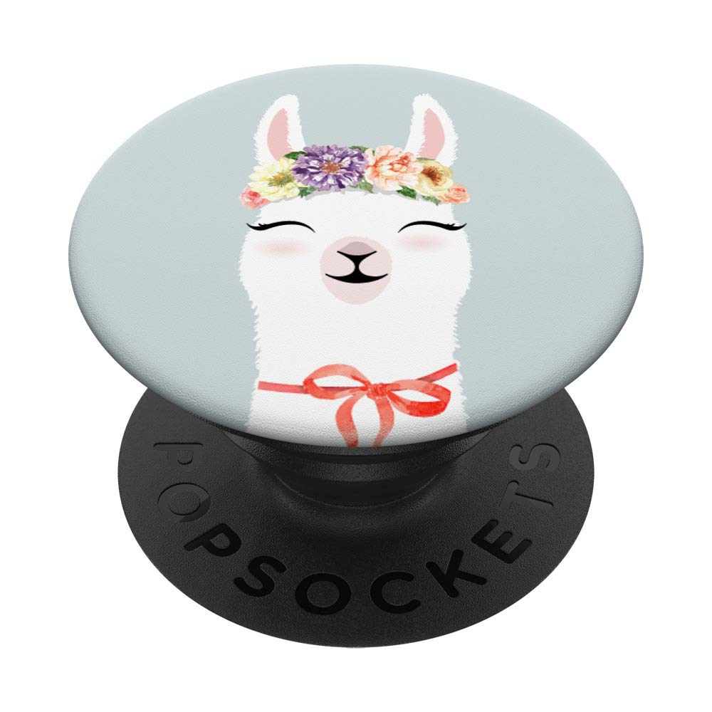 Llama Painted Floral Headband with Eyelashes PopSockets Grip and Stand for Phones and Tablets