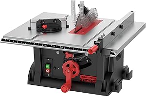 MarvTool Portable Table Saw 10 inch, 15Amp Compact Tablesaw with 36T Blade, 4600RPM, 90°Cross Cut & 0-45°Cutting, Multifunctional Benchtop Saw for Woodworking, DIY, Furniture Making