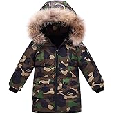 Podgina Boys Winter Coat Waterproof Fleece Jackets Thicken Padded Clothes Hooded Outwear