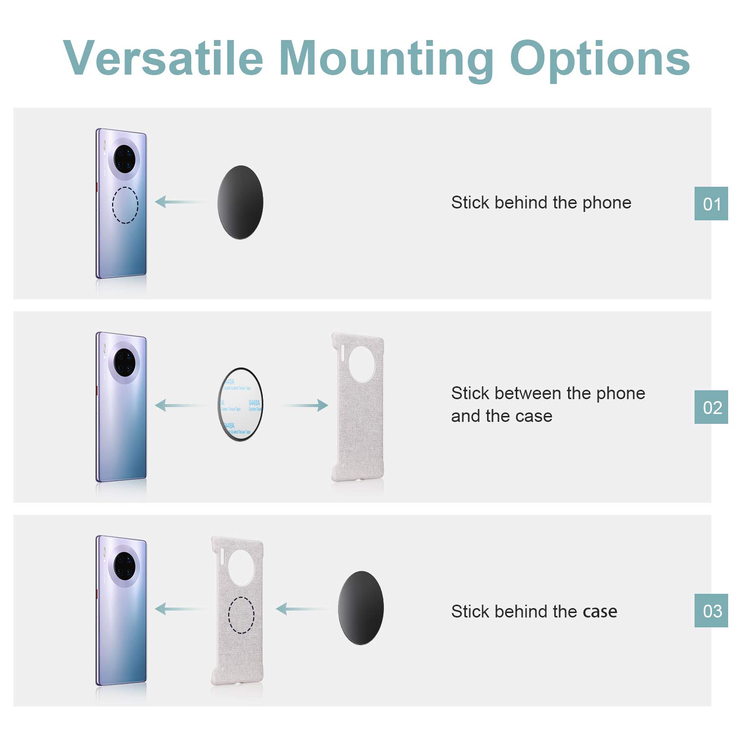 MENNYO Plaques de métal Lot de 12 pour Support téléphone Voiture magnétique, Plaque de métal Mince avec Adhésif pour Aimant de téléphone - 6 Rondes et 6 Rectangles