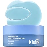 DearKlairs Blue Caffeine Eye Patch, 60ct | Caffeine + 5X Peptides, 360&deg; Hydrogel Eye Patch, For Puffiness, Eye Bags, Dark Circles, Sensitive Skin, Korean Skincare