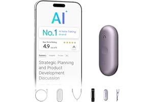 Plaud NotePin S AI Voice Recorder, AI Wearable Notetaker, AI Transcribe & Summarize, Support 112 Languages, 64GB Memory, Audi