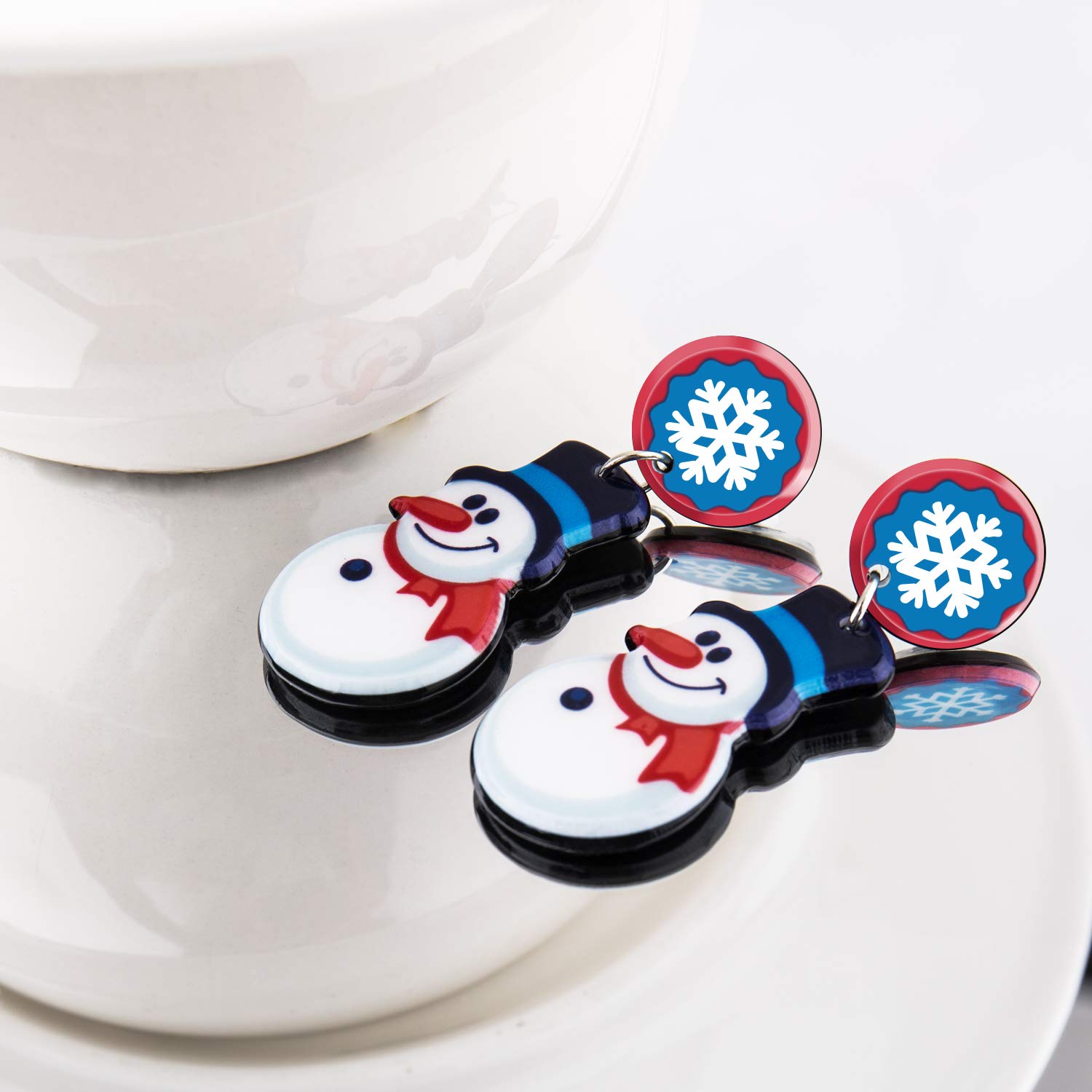 UHIBROS Women Christmas Jewelry Snow Man Dangle Drop Stud Earrings Ear Hook Drop Earring Xmas Gift For Teen Girls