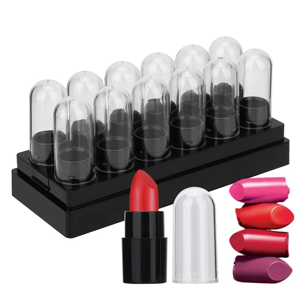 12pcs Lipstick Sample Tube, 9.3mm Lip Balm Empty Tubes DIY Cosmetic Tool Clear Refillable Makeup Dispenser Travel Set