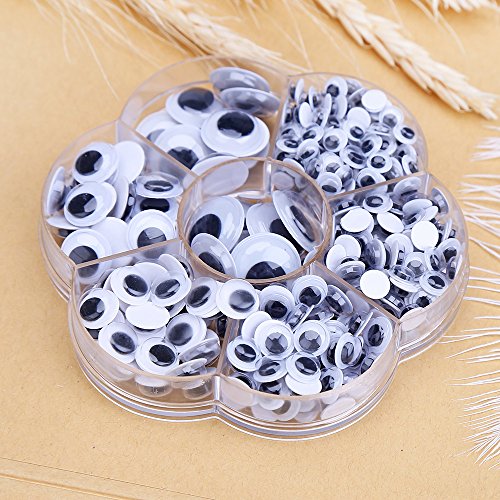 DECORA 1 Box 6mm/7mm/8mm/10mm/12mm/15mm/18mm Mixed Wiggle Googly Toy Eyes with Self Adhesive