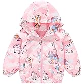 Girls Cartoon Unicorn Jackets Spring Zip Kids Hooded Flamingo Windbreaker for Toddler Pink Light Outwear