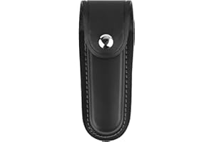 Black Leather Pocket Knife Sheath Folding Portable Pouch Knife Leather with Snap Closure and Belt Loop Accessory for Outdoor 