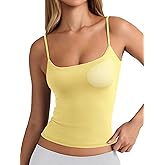 PINKMSTYLE Tank Tops for Women Built in Bra Basic Double Lined Summer Spaghetti Strap Sleeveless Camisole Top Workout Shirts
