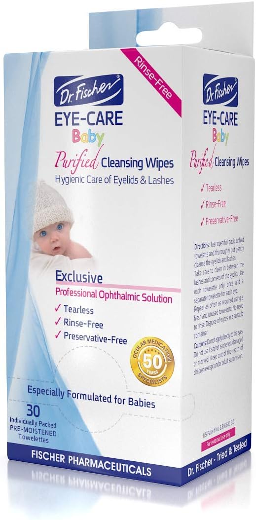 Purified, Non-irritating, Tear-free, Hypoallergenic and Sensitive Approved Baby Eyelid Wipes by Dr. Fischer, Pre-moistened - Image 4