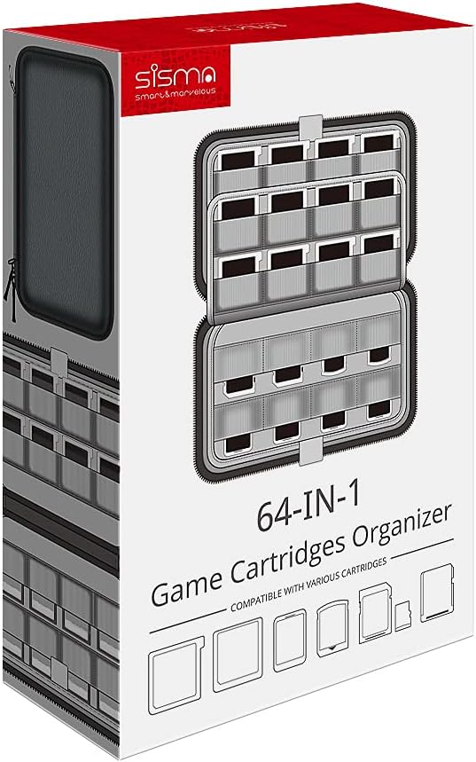 Sisma 64 Game Card Holder Storage Case for Nintendo 3DS 2DS DS Game Cartridges - Black