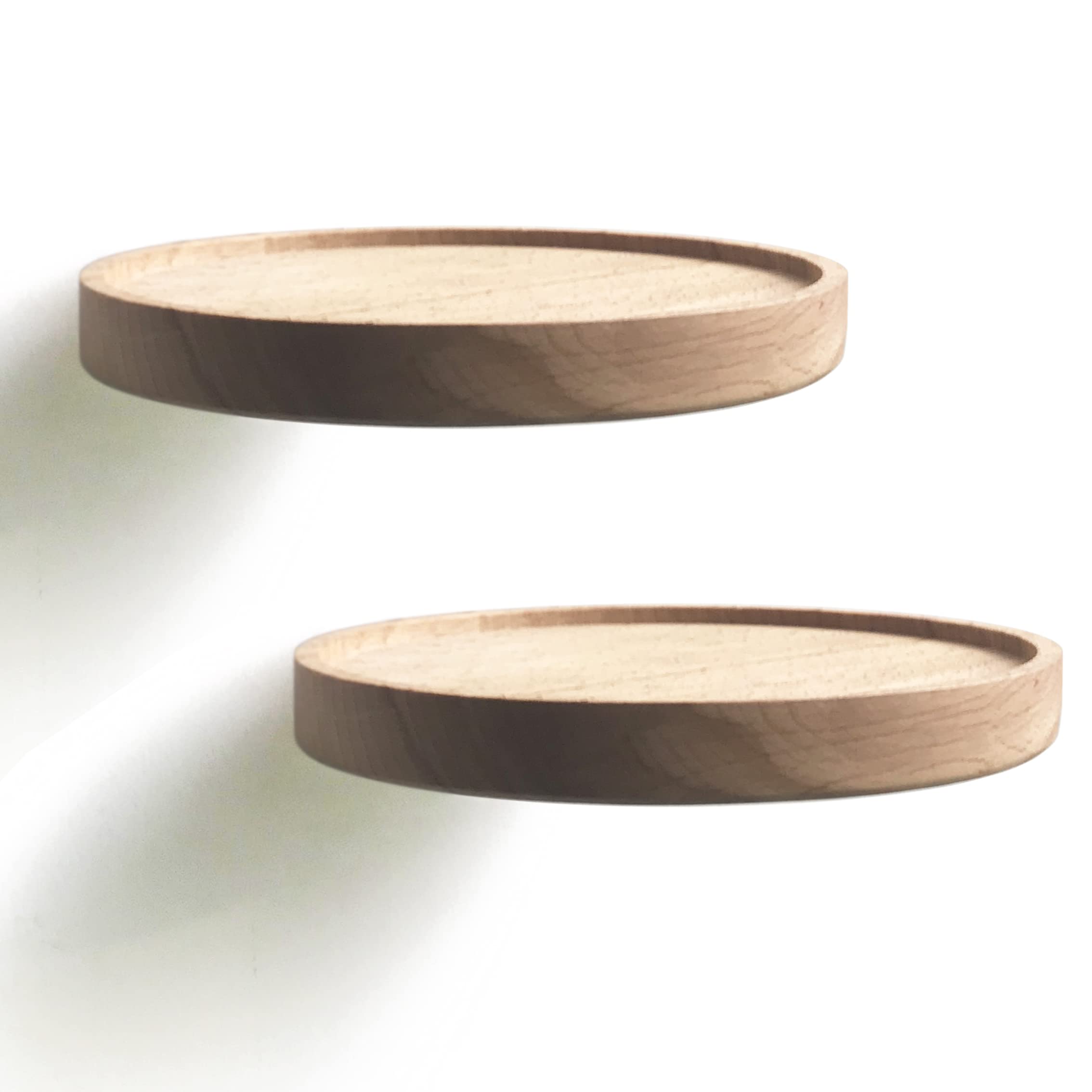 anaan Coracle Floating Shelf wood round Wall Mounted Showcase Wall Shelf Hanging Planter Storage Wooden Shelf for plants photo candle Invisible Wall Decoration Design Set of 2 (Diameter Ø7.09 inch) — image 1