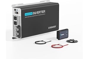 Renogy Inverter PUH 2000 watt Pure Sine Wave Inverter, Built-in Transfer Switch and Bluetooth, Car Power Inverter 12V to 120V AC Converter for RV, Truck, Camping, Home, Emergency, Off-Grid Living